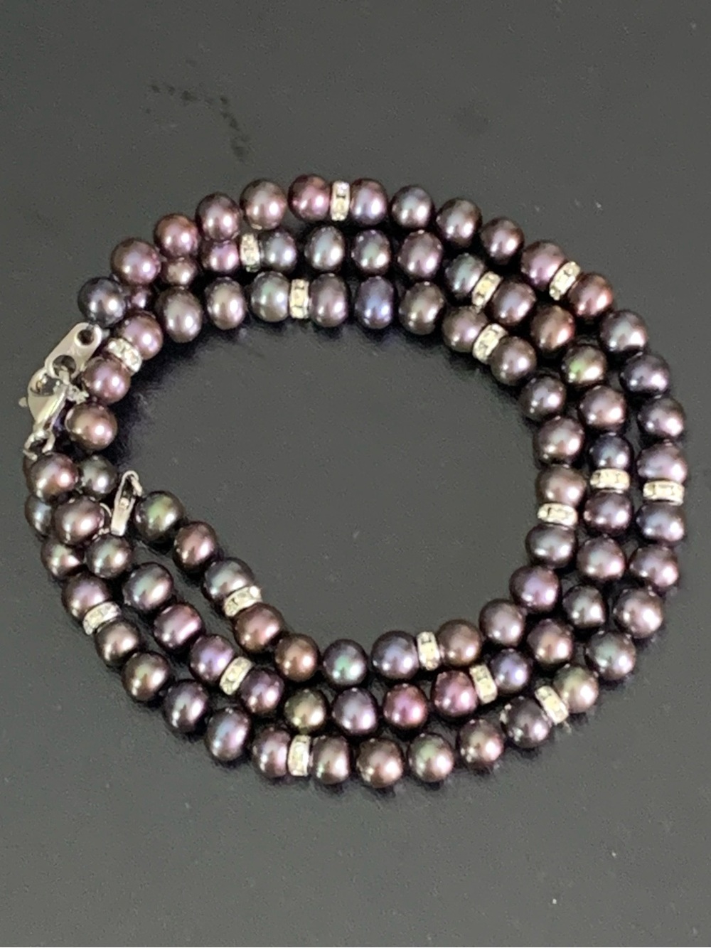 Elegant 925 Sterling Silver Black Pearl Bracelet - 6mm Pearls Bracelet & Necklac